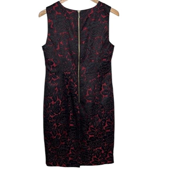 Calvin Klein Red Black Floral Brocade Sleeveless Shift Women Size 10 - Picture 5 of 5